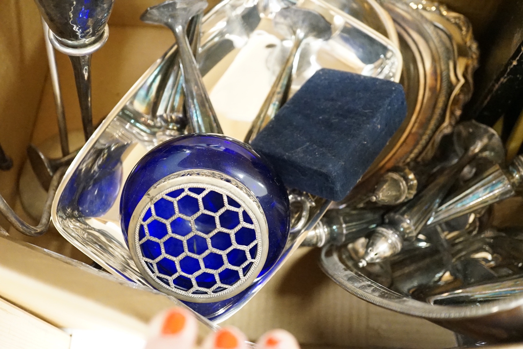 Assorted plated ware including wine cooler.